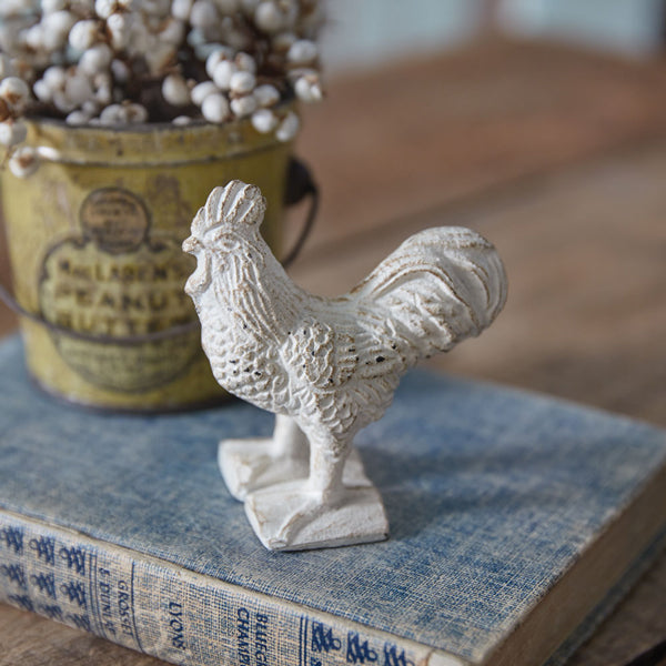 Cast Iron Rooster - Antique White - Box of 2