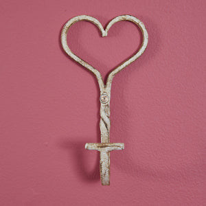 Aged Cast Iron Heart Hook - Box of 4