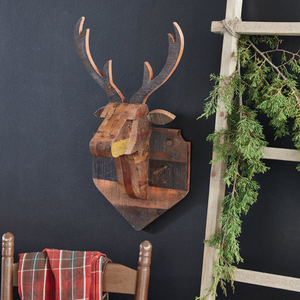 Wood Deer Head Mount