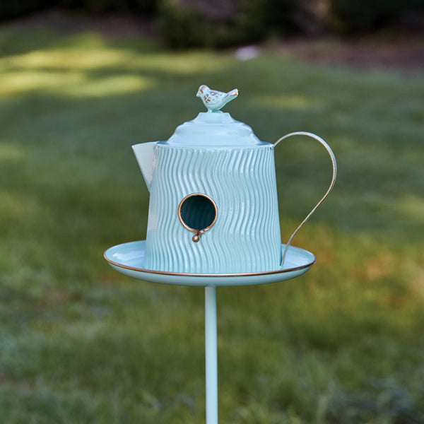 Tea Kettle Birdhouse Garden Stake