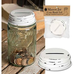 Coin Bank Mason Jar Lid - White - Box of 4 - D&J Farmhouse Collections