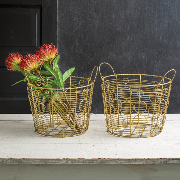 Set of Two Gold Baskets - D&J Farmhouse Collections