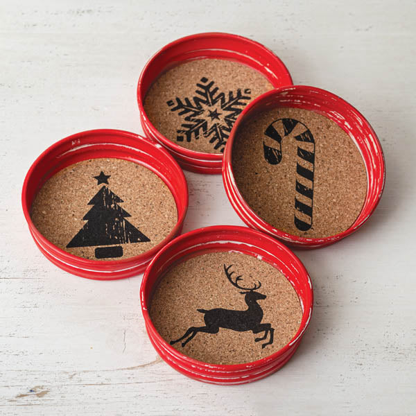 Set of Four Holiday Coasters - D&J Farmhouse Collections