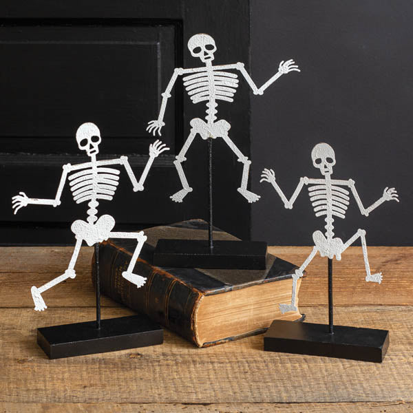 Set of Three Skeletons with Wooden Base - D&J Farmhouse Collections