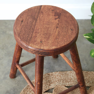 Vintage-Inspired Polished Wooden Stool - D&J Farmhouse Collections