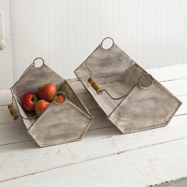 Set of Two Galvanized Troughs - D&J Farmhouse Collections