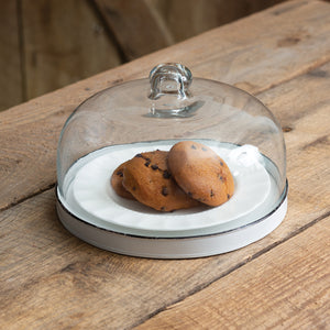 Glass Cloche with Base - White - D&J Farmhouse Collections