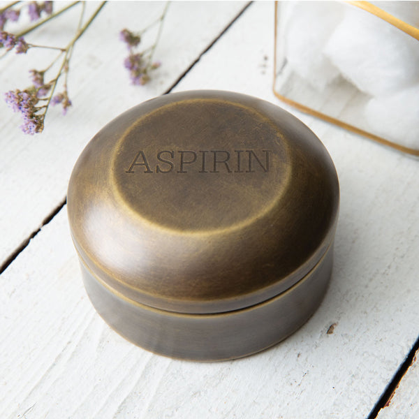 Antique Brass Aspirin Pill Box - D&J Farmhouse Collections