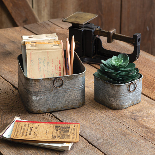 Set of Two Small Square Buckets - D&J Farmhouse Collections