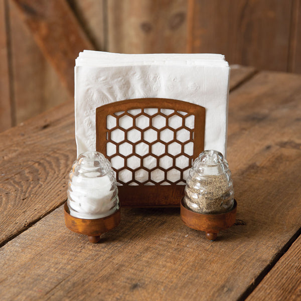 Honey Hive Salt Pepper and Napkin Caddy - D&J Farmhouse Collections
