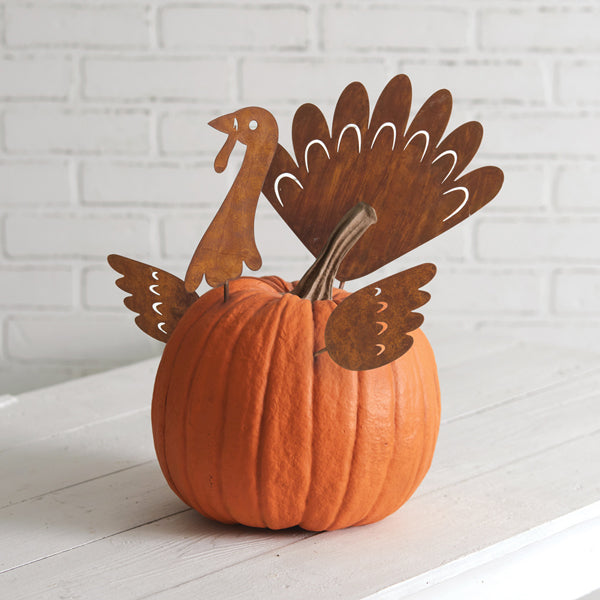 Set of Four Turkey Pumpkin Decorating Picks - D&J Farmhouse Collections