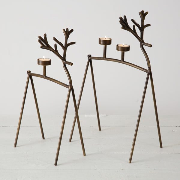 Set of Two Reindeer Tealight Candle Holders - D&J Farmhouse Collections