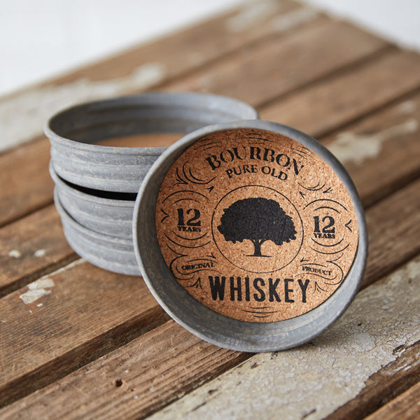 Mason Jar Lid Coaster - Whiskey  - Box of 4