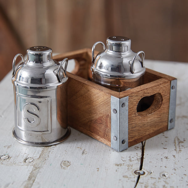 Milk Can Salt and Pepper Caddy