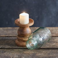 Wooden Candle Holder with Mason Jar Chimney - Midget Pint