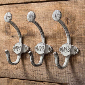 Set of Three Numbered Wall Hooks - D&J Farmhouse Collections