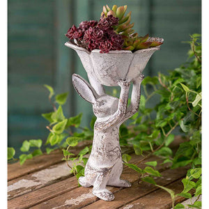 Rabbit with Flower Birdfeeder - D&J Farmhouse Collections