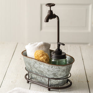 Galvanized Oval Container with Faucet - D&J Farmhouse Collections