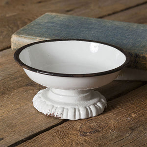 Black Trim Pedestal Dish - D&J Farmhouse Collections