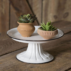 Small Round Pedestal Stand with Black Trim - D&J Farmhouse Collections