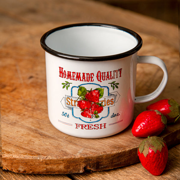 Strawberries Enamelware Mug - D&J Farmhouse Collections
