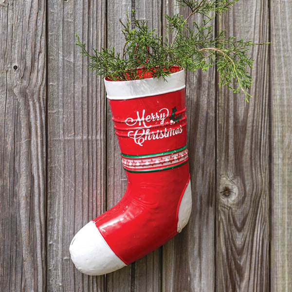 Red and White Metal Stocking - D&J Farmhouse Collections