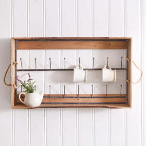 Hanging Farmers Market Crate with Sixteen Hooks - D&J Farmhouse Collections