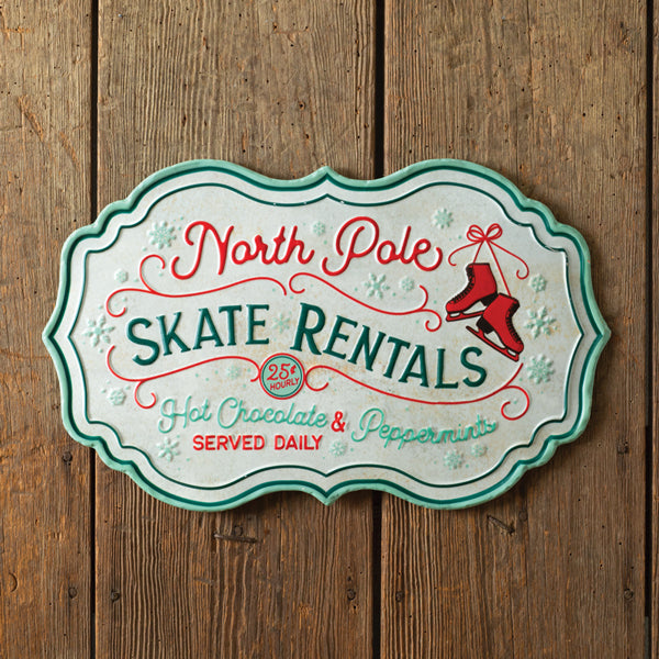 North Pole Skate Rentals Metal Wall Sign