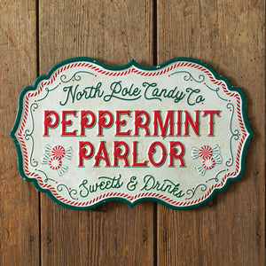North Pole Peppermint Parlor Metal Wall Sign - D&J Farmhouse Collections