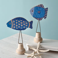 Wood Blue Fish with Stand
