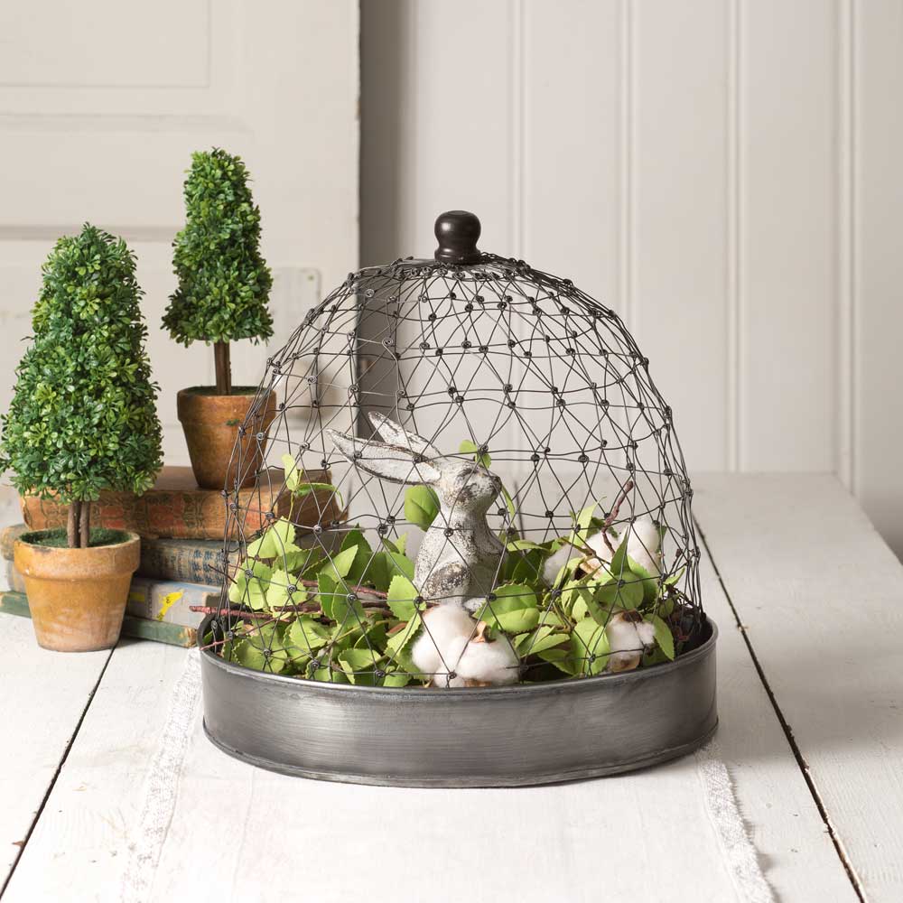 French Chicken Wire Cloche with Tray - D&J Farmhouse Collections