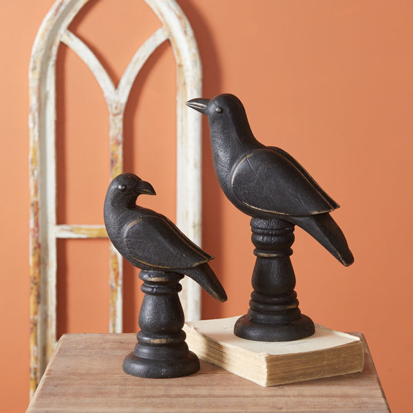 Set of Two Tabletop Raven Statues - D&J Farmhouse Collections