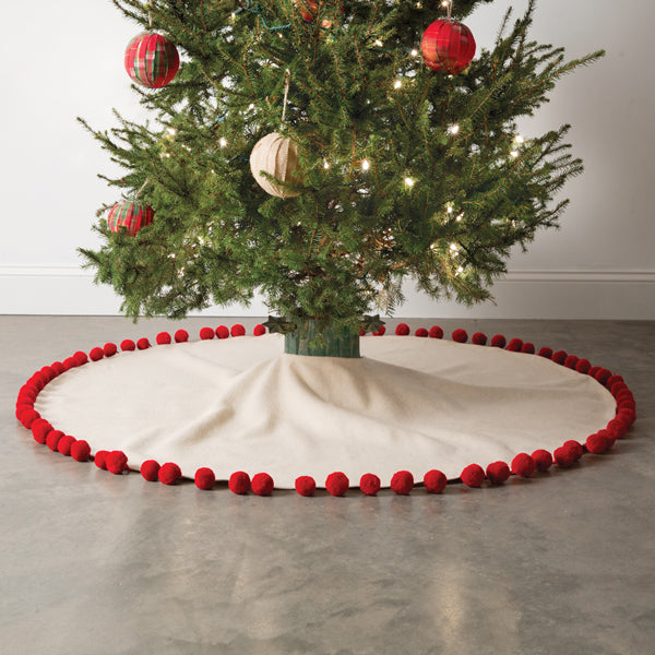 Pom Pom Christmas Tree Skirt - D&J Farmhouse Collections