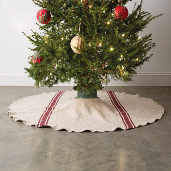 Striped Feedsack Christmas Tree Skirt - D&J Farmhouse Collections