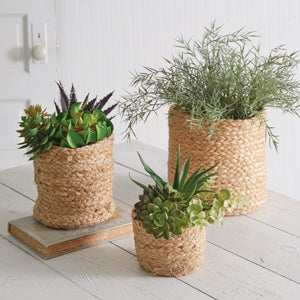 Set of Three Jute Storage Containers