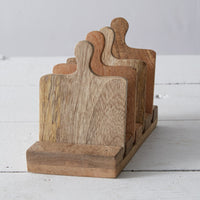 Set of Cutting Board Coasters with Display Caddy