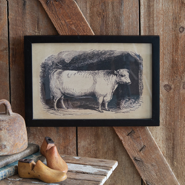 Homestead Framed Canvas - Cow