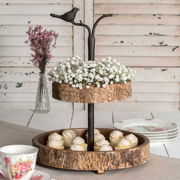 Bird and Birch Two Tiered Tray - D&J Farmhouse Collections