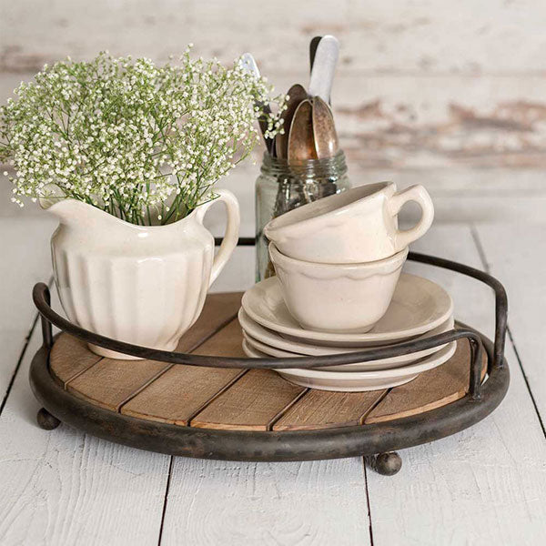Round Wood Plank Serving Tray - D&J Farmhouse Collections