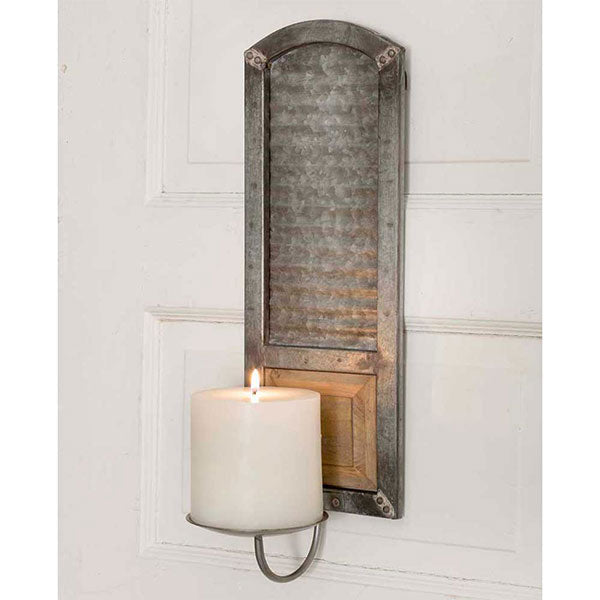 MetalWashboard Pillar Candle Sconce - D&J Farmhouse Collections