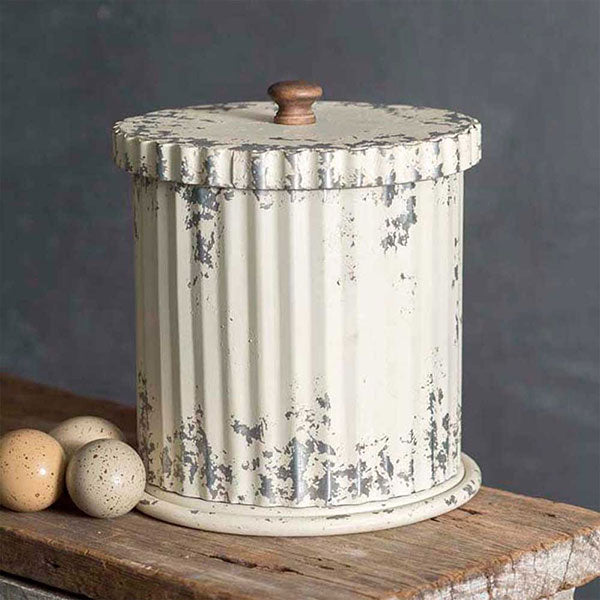 Whitewash Canister with Lid - D&J Farmhouse Collections