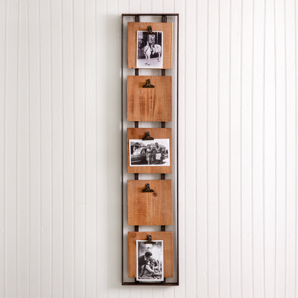 Hanging Photo Holder with Five Clips - D&J Farmhouse Collections