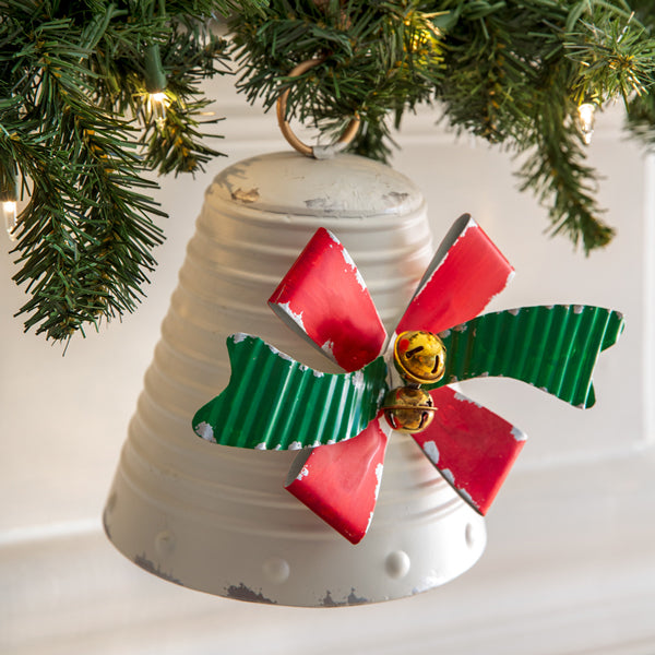 Small Holiday Bow Bell - D&J Farmhouse Collections