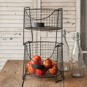 Two-Tier Wire Caddy with Tags - D&J Farmhouse Collections