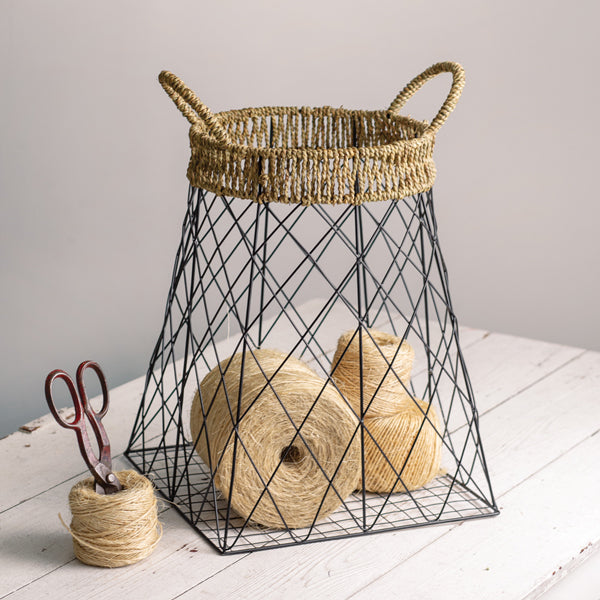 Wire Storage Basket with Jute Accents - D&J Farmhouse Collections
