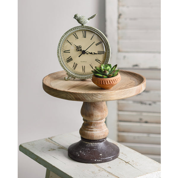 Wooden Display Stand with Cast Iron Base - D&J Farmhouse Collections