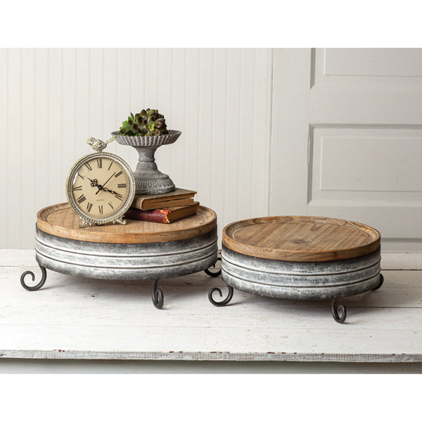 Set of Two Wood and Metal Risers - D&J Farmhouse Collections