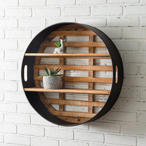 Round Wood and Metal Wall Display - D&J Farmhouse Collections