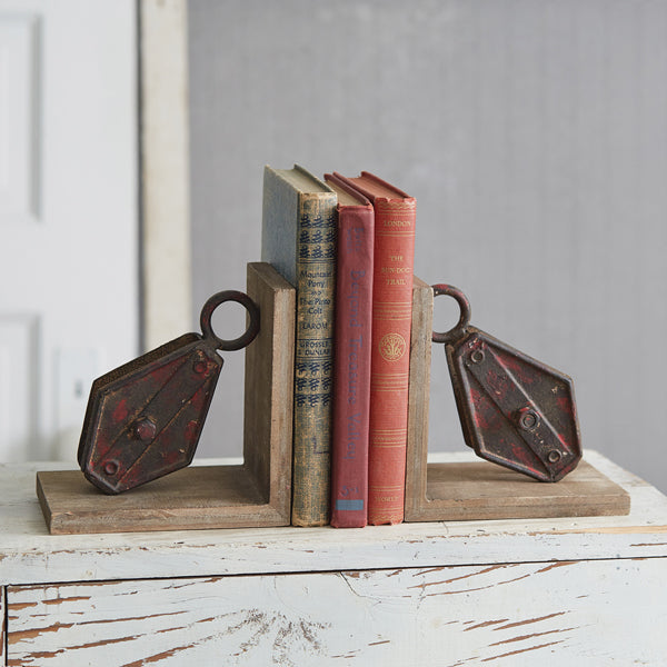 Repurposed Pulley Bookends - D&J Farmhouse Collections