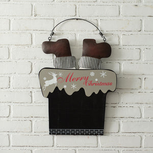 Santa in the Chimney Hanging Sign